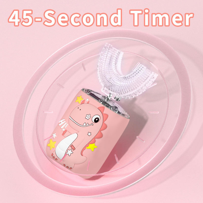 [Australia] - Kids U Shaped Electric Toothbrush, Toddler Toothbrush with 2 U-Shaped Brush Heads 2 Soft Replacements with Toothpaste Automatic Toothbrush Rechargeable,6 Cleaning Modes - Age2-7 Pink A3 Age 2-7 Pink 