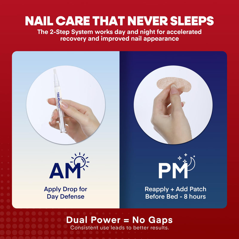 Treatonic Toenail Fungus Treatment Kit: Antifungal Nail Fungus Treatment Extra Strength with 25% Undecylenic Acid (3 Pens) & 32 Night Fungal Nail Patches - Repairs Damaged & Restores Discolored Nails 1-Pack(3 Pens + 32 Patches-Arc)