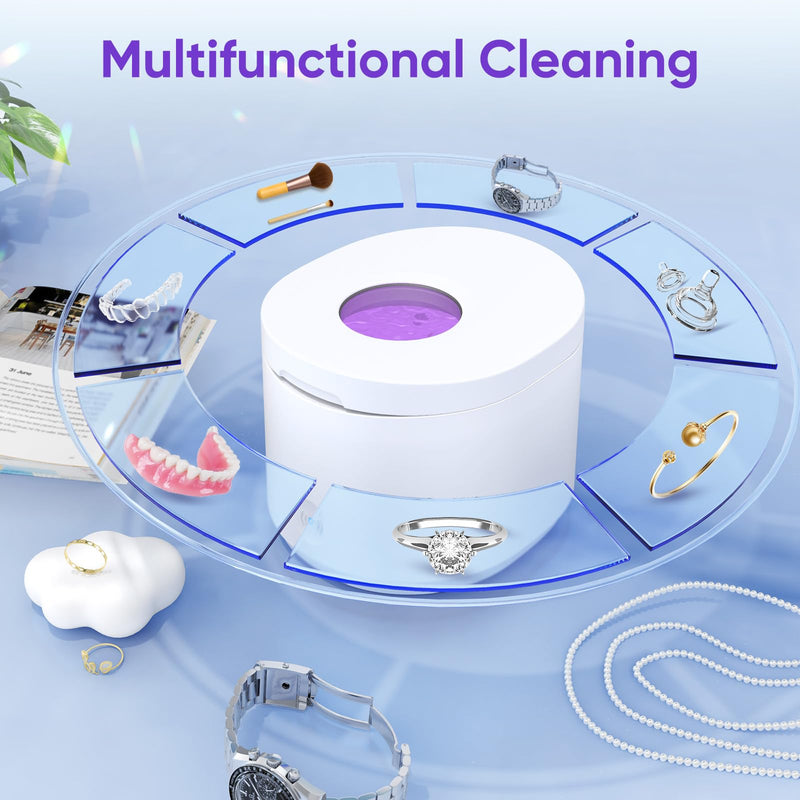 [Australia] - Ultrasonic Retainer Cleaner Machine, 45kHz Retainer Cleaner Machine for Denture Cleaner, 200ML Cleaner Ultrasonic Cleaner for Mouth Guard Cleaner,Night guard, Braces,Rings, Necklaces,White 
