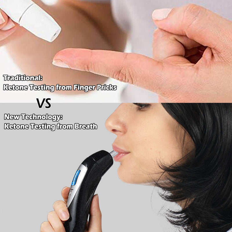 [Australia] - Ketone Breath Analyzer Professional Ketone Breath Meter Analyzer Portable Digital Breath Ketosis Meter, Ketosis Testing Kit with 10pc Mouthpieces Black 