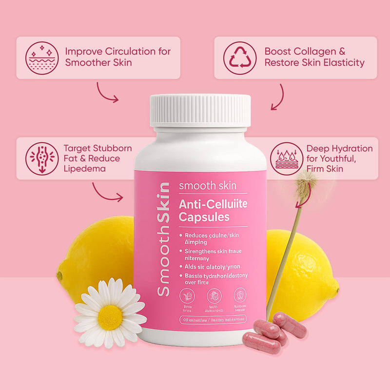 [Australia] - Smooth Skin & Circulation Support Capsules, Plant-Based Dietary Supplement, Helps Reduce Appearance of Cellulite, Supports Skin Elasticity, 60 Vegan Capsules, Gluten-Free, Sugar-Free 