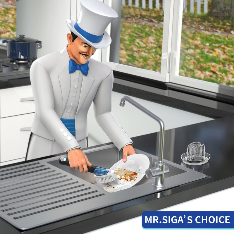 [Australia] - MR.SIGA Soap Dispensing Dish Brush Refills, 4 Pack White 