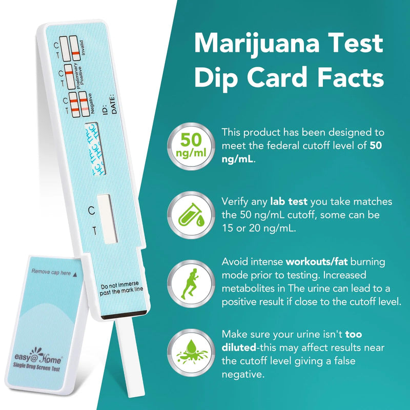 Easy@Home 20 Pack Marijuana Drug Test Kit - Urine THC Test for Home Use | THC Urine Tests (Cannabinoids Test) for Home Use, THC Detox Testing Kits 50ng/mL, Drug Testing Kit Track THC Detox #EDTH-114 20 Count (Pack of 1)