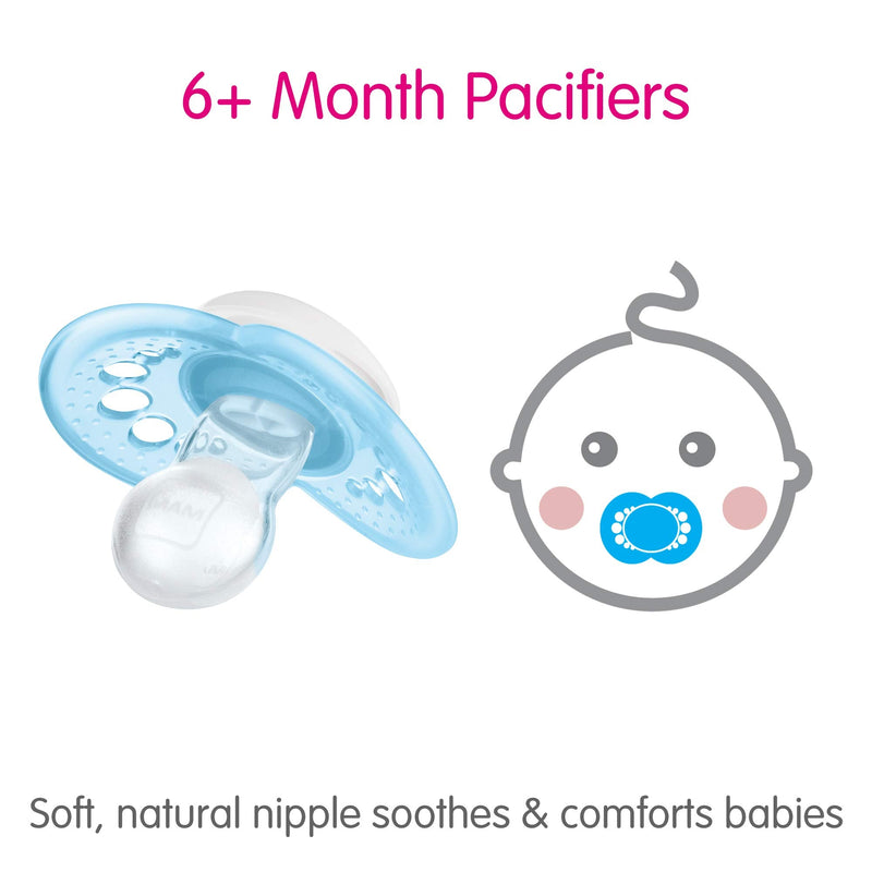 [Australia] - MAM Variety Pack Baby Pacifier, includes 3 Types of Pacifiers, Nipple Shape Helps Promote Healthy Oral Development, 6-16 Months, Unisex, 3 Count (Pack of 1) Deep Blue / Artic Blue / Sapphire 3 Count (Pack of 1) 