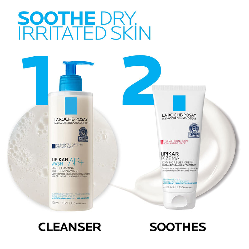 La Roche-Posay Lipikar Soothing Relief Eczema Cream, Sensitive Skin 6.8oz | Face & body lotion for eczema, dry, sensitive skin with colloidal oatmeal. Soothes and relieves irritation. 6.8 Fl Oz (Pack of 1)