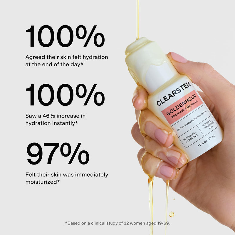 CLEARSTEM GOLDENHOUR Hydrating Facial Oil - Plumping Face Oil for Women for Deep Face Hydration - Non-Comedogenic Vitamin C Oil for Skin with Hyaluronic Acid and Watermelon Seed for Glowing Skin 1 Fl Oz