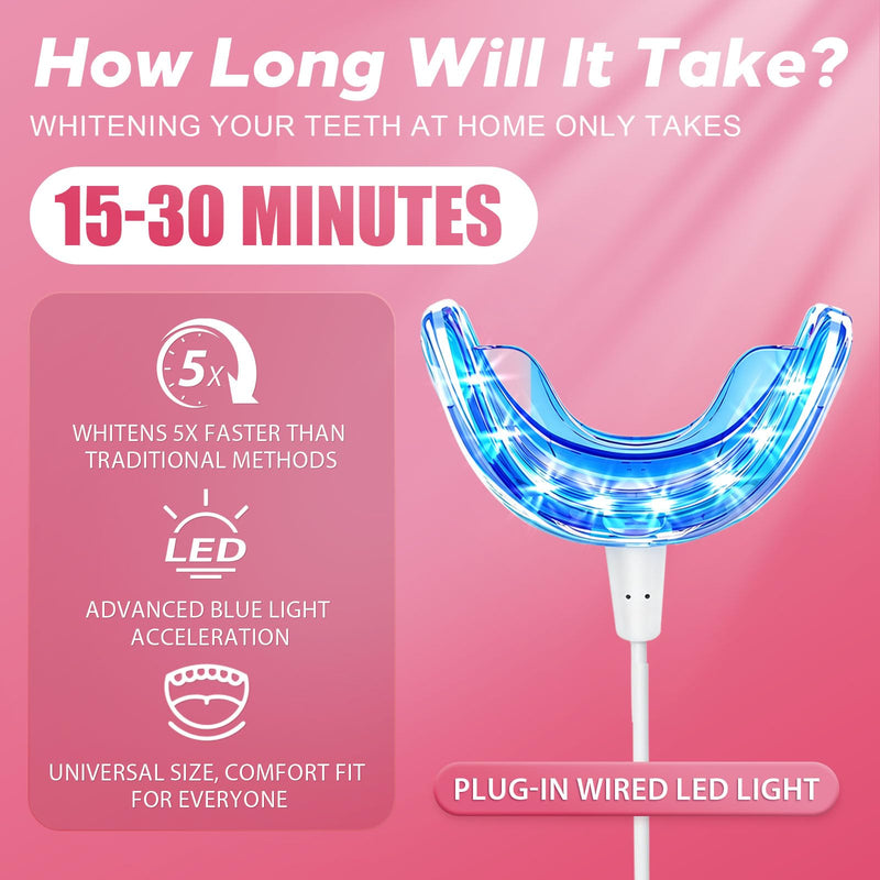 Pdoo Teeth Whitening Kit with LED Light for Sensitive Teeth, Fast Results for Brightening at Home, Teeth Whitening Gel Helps Remove All Kinds of Stains