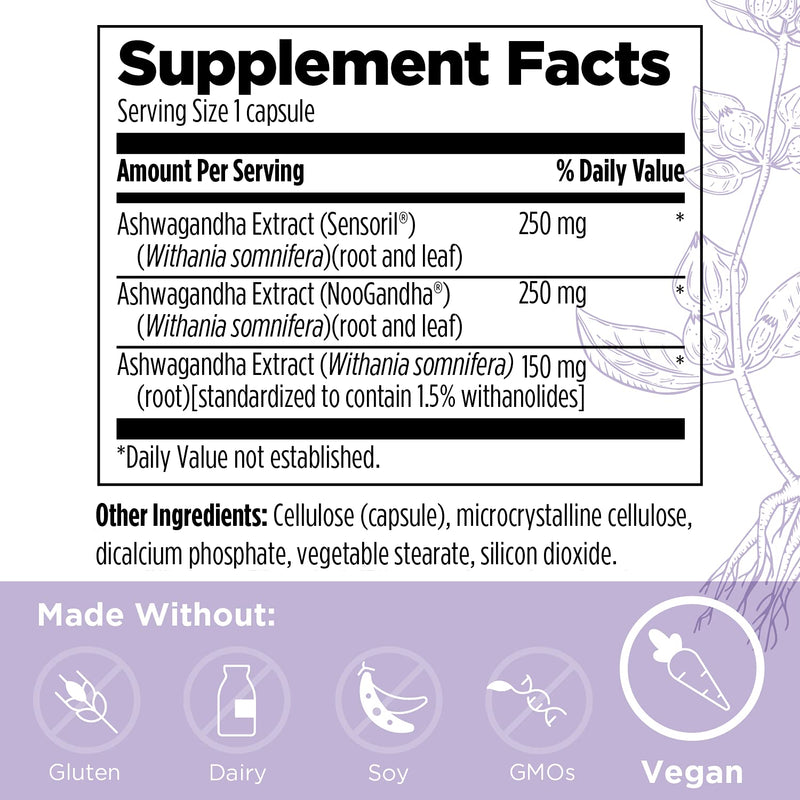 [Australia] - Designs for Health TriGandha - Triple Ashwaganda Root & Leaf Extract Adaptogenic Supplement - Stress Response Support - Vegan Pills, Non-GMO (30 Capsules) 