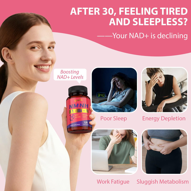 NMNH Supplement Boosts NAD+ Levels - NMNH Capsules with Resveratrol and Coenzyme Q10 Providing High Absorption and High Conversion Formula for Healthy Ageing and Metabolism Boost 120 Capsules