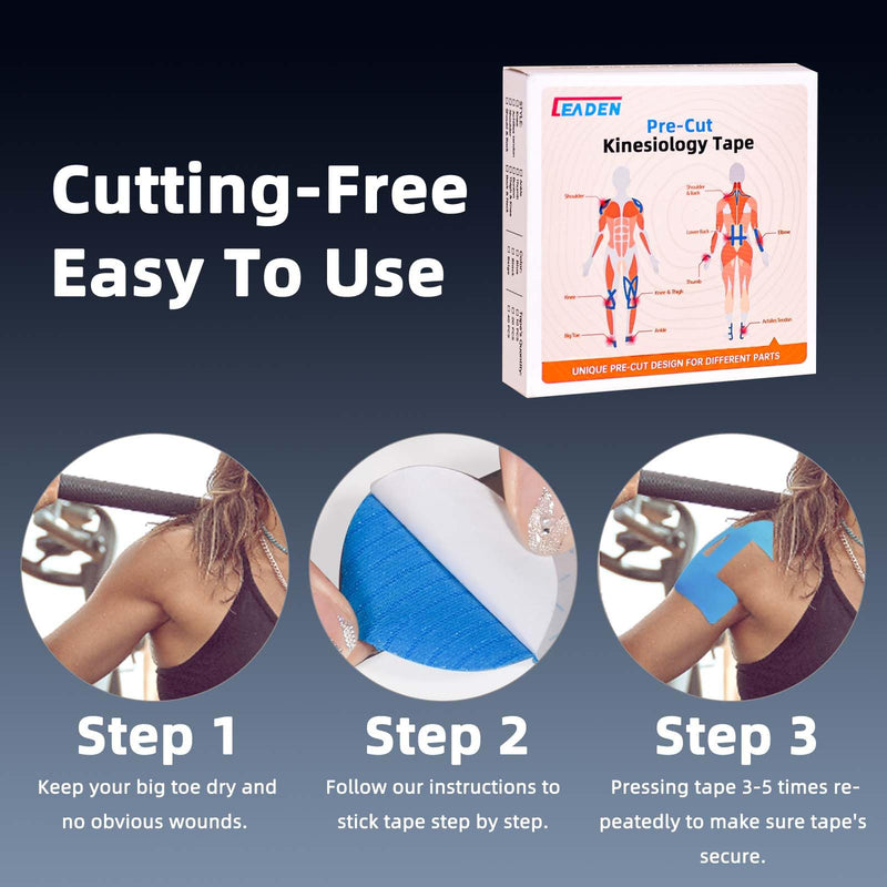 [Australia] - IEADEN Precut Kinesiology Tape for Shoulder, 10 Pcs - Shoulder Support & Stability, Shoulder Pain Relief Athletic Tape - Waterproof & Elastic, Breathable Hypoallergenic Latex-Free Tape, Blue 
