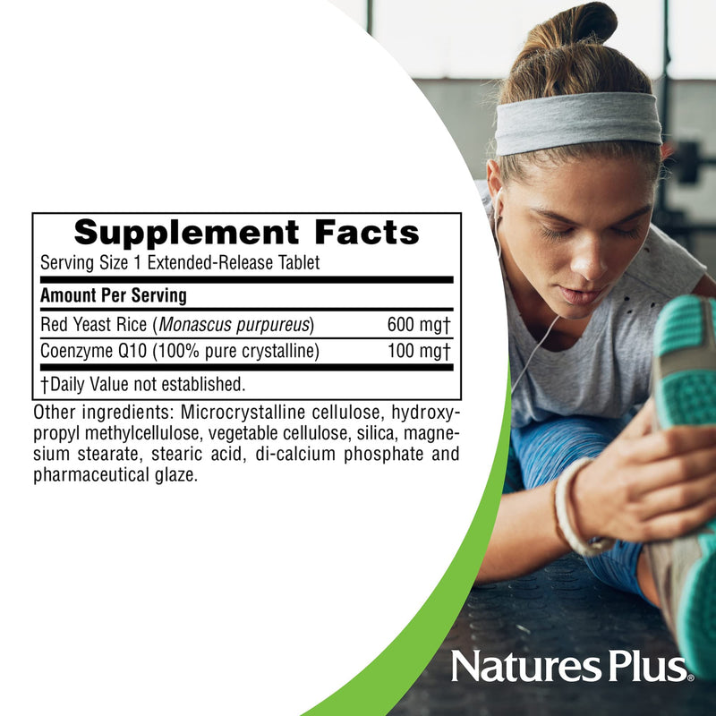 [Australia] - Natures Plus Herbal Actives Red Yeast Rice 600mg & CoQ10 100mg, Extended Release - 30 Vegan Tablets - Maximum Potency Supplement, Antioxidant - Vegetarian, Gluten-Free - 30 Servings 1 