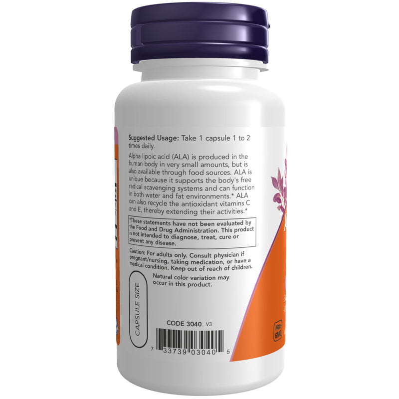 NOW Foods Supplements, Alpha Lipoic Acid 100 mg with Vitamins C & E, Free Radical Scavenger*, 60 Veg Capsules 60 Count (Pack of 1)