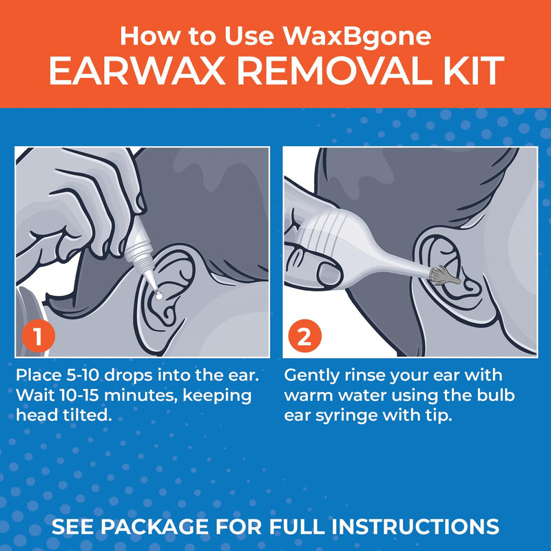 [Australia] - WaxBgone Earwax Removal Kit with Drops, Large 2-oz Ear Bulb Syringe & 3 SoftSpray Tips - Safe & Effective Ear Cleaning Kit - Wax Softening Formula Dissolves Earwax with Gentle Foaming Action - 0.5 Oz 3 Tips 