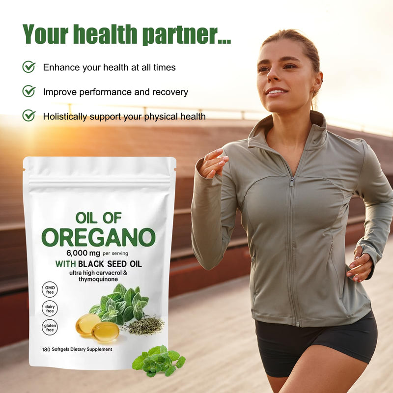 [Australia] - Oil of Oregano Softgels,2 in 1 6000 mg Oil of Oregano with Black Seed Oil Organic Capsules, Potent Carvacrol & Thymoquinone, Immune Support,Gluten Free,Non-GMO-180count 