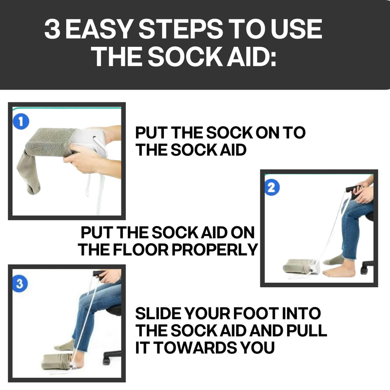 [Australia] - Sock Aid Tool. Handy Sock Puller Aid Easy On and Off by Shagu. Sock Helper with Foam Handles. Reliable Sock Aid Device Ideal for Elderly, Pregnant Women & Mobility-Challenged Individuals. 