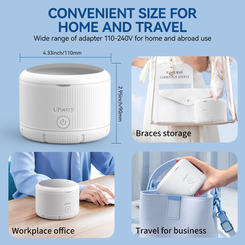 [Australia] - Retainer Cleaner Machine - Ultrasonic Retainer Cleaner, Dental Cleaning Pod for Braces, Dentures, Pacifiers, Mouth Guards, Jewelry & Toothbrush Heads, 150ml Portable Cleaning Machine 