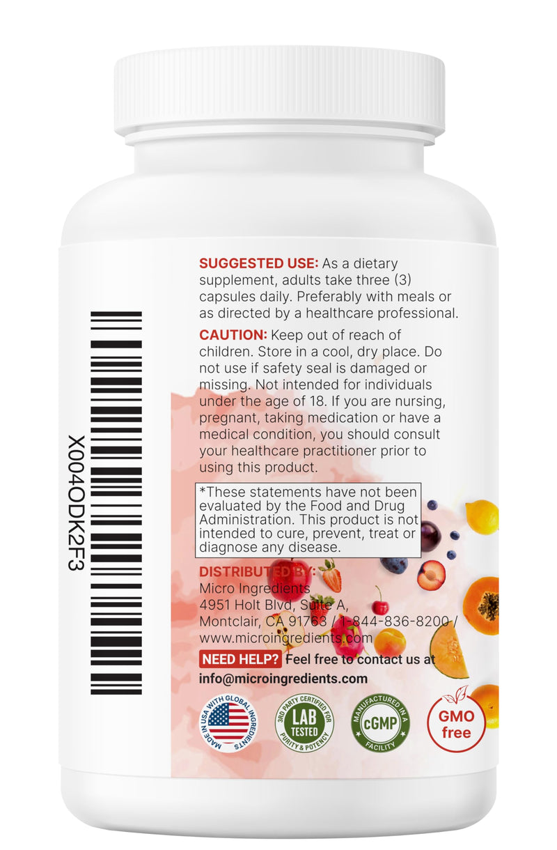 [Australia] - Micro Ingredients Fruit and Veggies Supplement with Probiotics, 240 Vegetarian Capsules | 80+ Super Greens & Fruits Complex | Immune, Gut & Digestive Health Support 