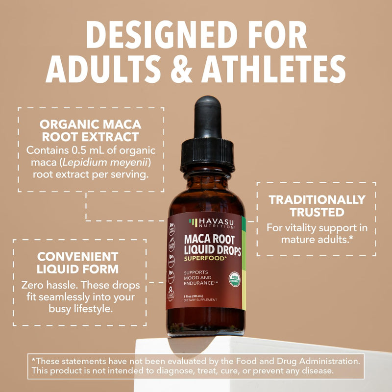 [Australia] - Organic Maca Root Liquid Drops - Supports Hormone Balance, Mood, and Energy in Women and Men - Lepidium Meyenii to Support Performance and Vitality - Non-GMO, Vegan, Unflavored - 60 Servings 