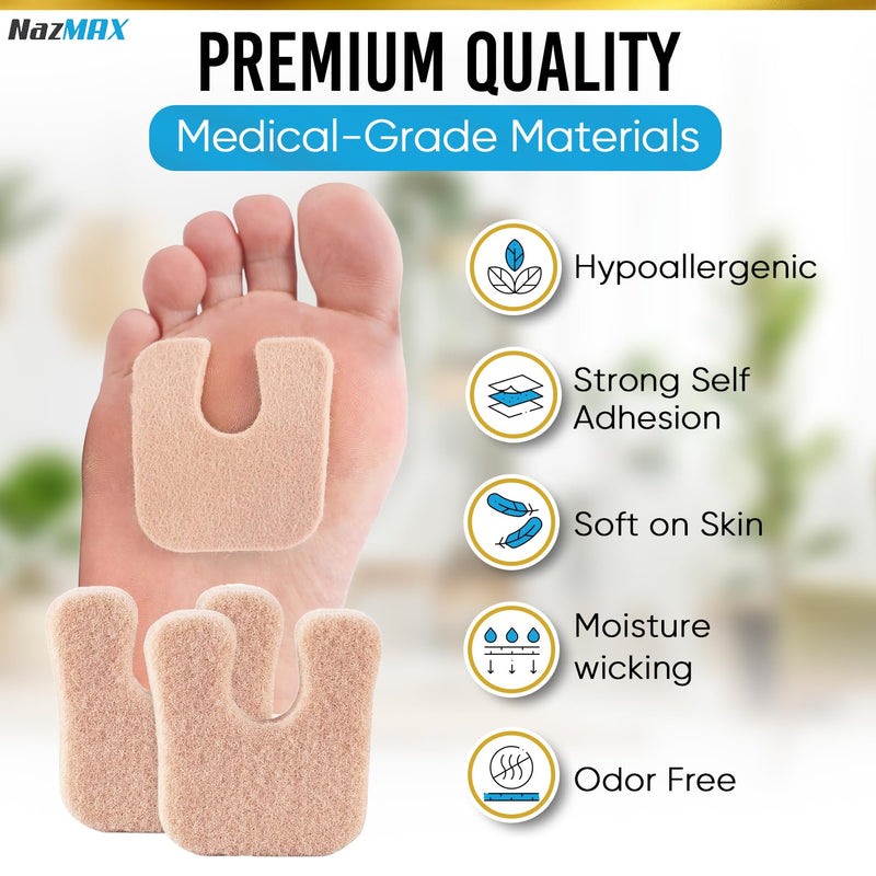 [Australia] - 48-PACK U Shaped Felt Callus Pads Metatarsal Pads Forefoot Foot Pads Pain Relief Foot Cushion Keep Calluses from Rubbing on Shoes Adhesive Pads for Men and Women 