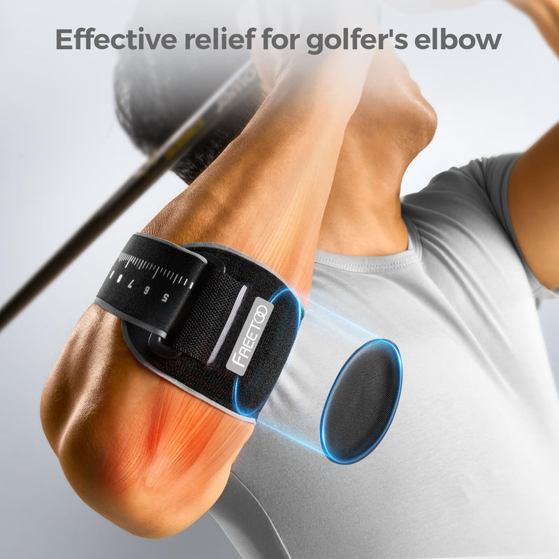 [Australia] - FREETOO Tennis Elbow Brace for Men Women for Tendonitis Relief Treatment, Tennis Elbow Strap with Gel Pad, Golfers Elbow Brace for Men for Pain, Forearm Brace for Medial Epicondylitis Grey S/M Grey-Black 
