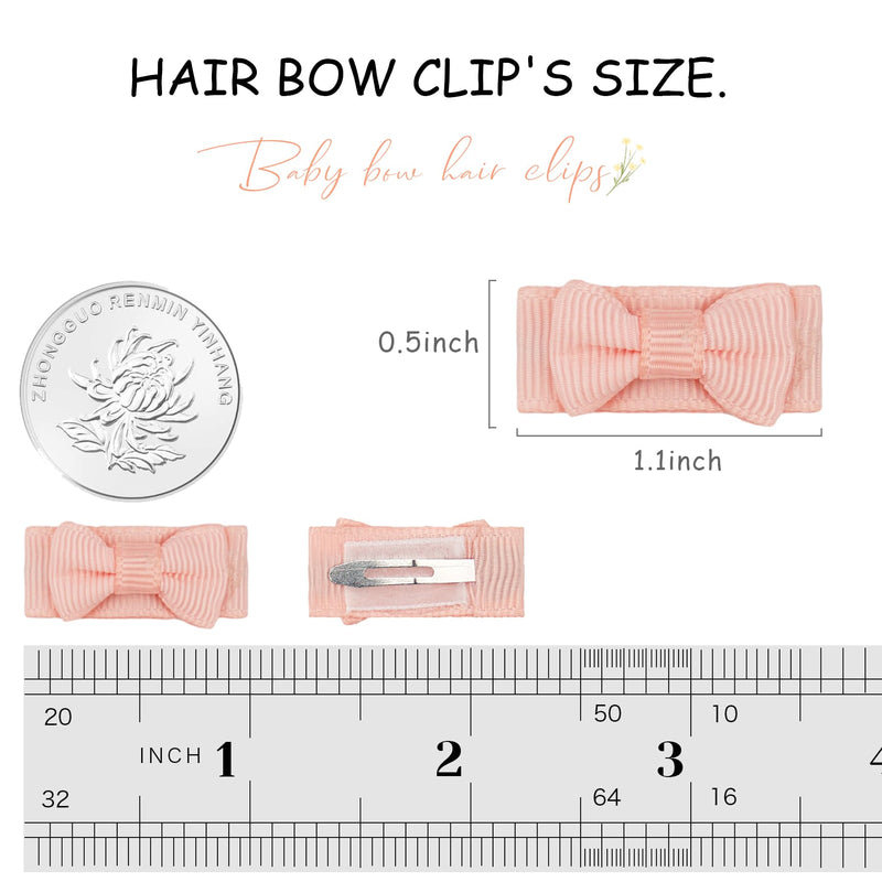 [Australia] - CÉLLOT 40pcs Baby Bows for Girls Mini Bow Snap Clip Baby Hair Clip Grosgrain Ribbon 1.2" Tiny Hair Bows Clips for Baby Girls Toddlers Infant Fine Thin Hair in Pairs 40pcs/20color 