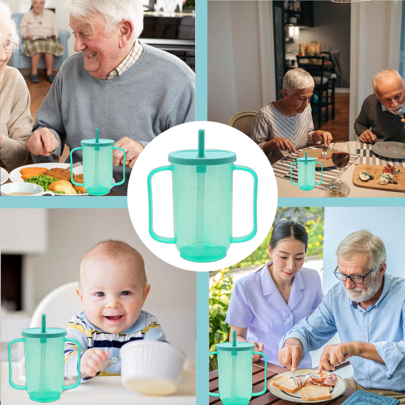 YREYBN Adult Plastic Straw Cup, Adult Sippy Cups for The Elderly Non Spill, Spill-Proof Sippy Cups with Straw and Lid, for The Elderly, Disabled, Hospital and Convalescent Care