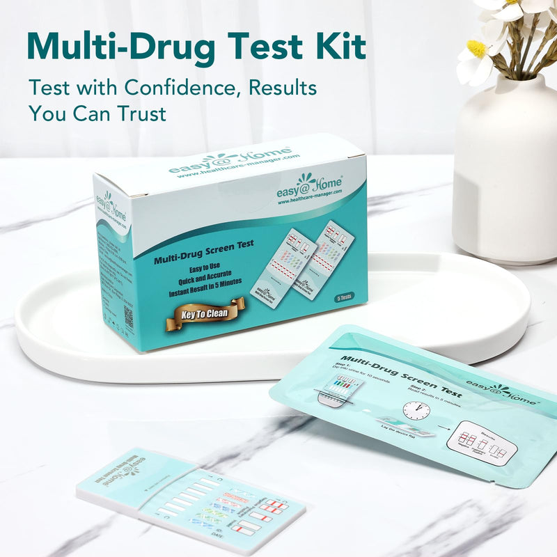 Easy@Home Multidrug Screen Test - Urine Drug Test Kit Detect 7 Commonly Used Drugs Marijuana(THC), Cocaine(COC), Morphine(MOR/OPI 2000), Oxazepam(BZO), Amphetamine(AMP), MET, MDMA EDOAP-174-15Pack