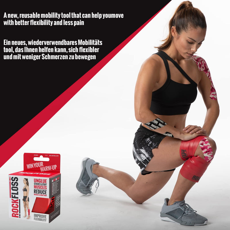 [Australia] - Rocktape RockFloss Tack Mobility Band, Compression Muscle Recovery, Floss for Muscle Soreness, 2" & 4" Width, Red 2" Wide Band 