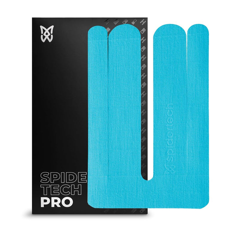 Spidertech Professional Pre-Cut Cotton Kinesiology Tape for Lower Back Pain and Support - for Athletes, Sports Physiotherapists, and Chiropractors, Pain Relief - Blue (4 Pack)