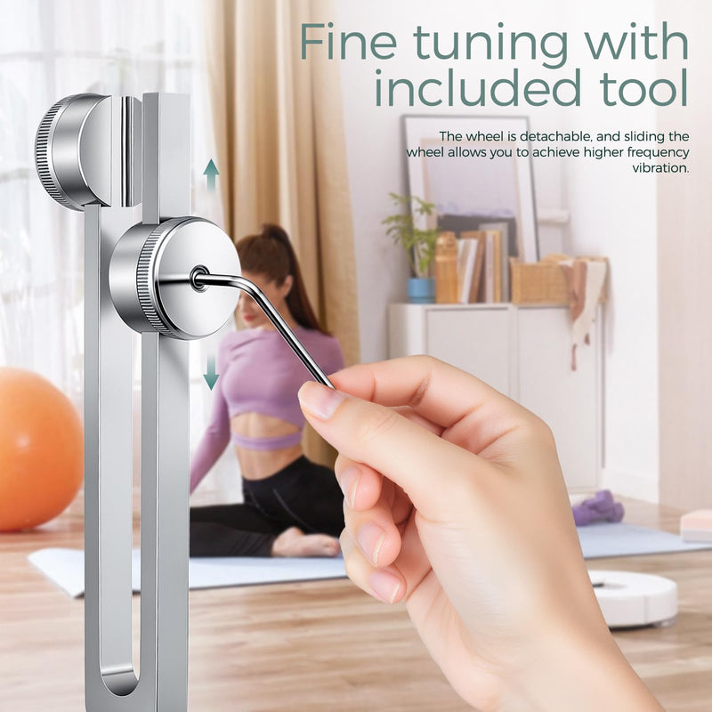 Tuning Forks for Healing Set, 128Hz 136.1Hz 432Hz 528Hz Sound Kit | Weighted and Unweighted Tuning Forks with Activator and Pouch for Meditation, Yoga, Sound Practice and Relaxation