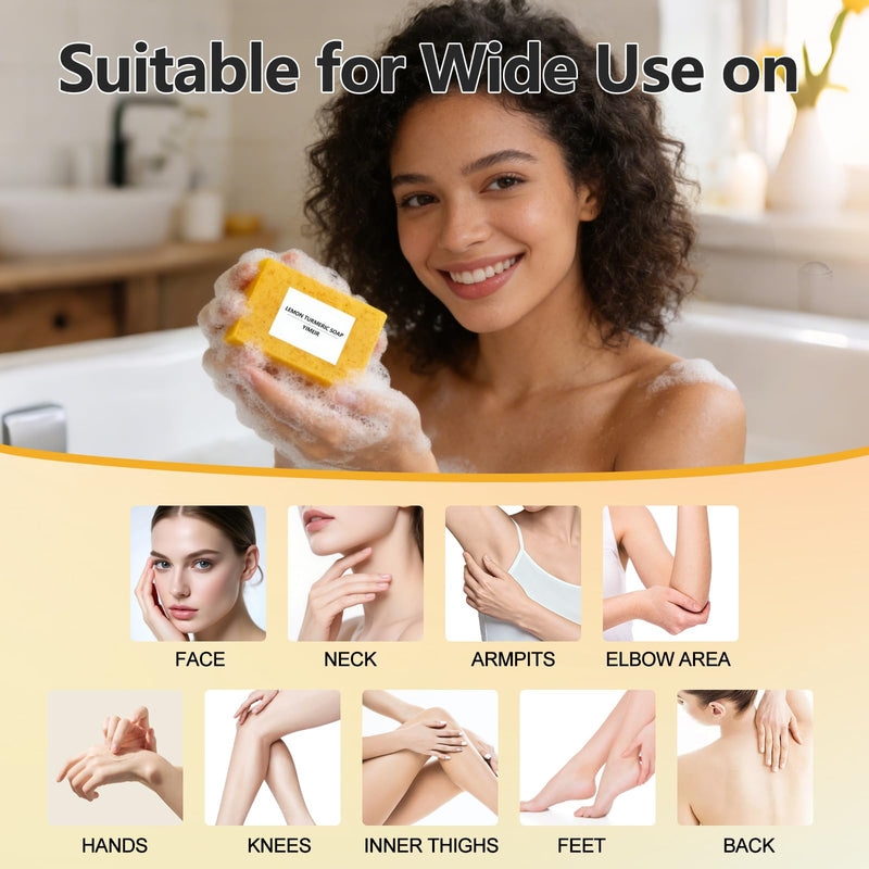 Turmeric Soap Bar - Handmade Lemon & Ginger Soap Bar, 100% Natural Brightening for Dull Skin, Antioxidant Face & Body Soap, Outdoor Home Use, Fit All Skin Type 4.1 oz Turmeric