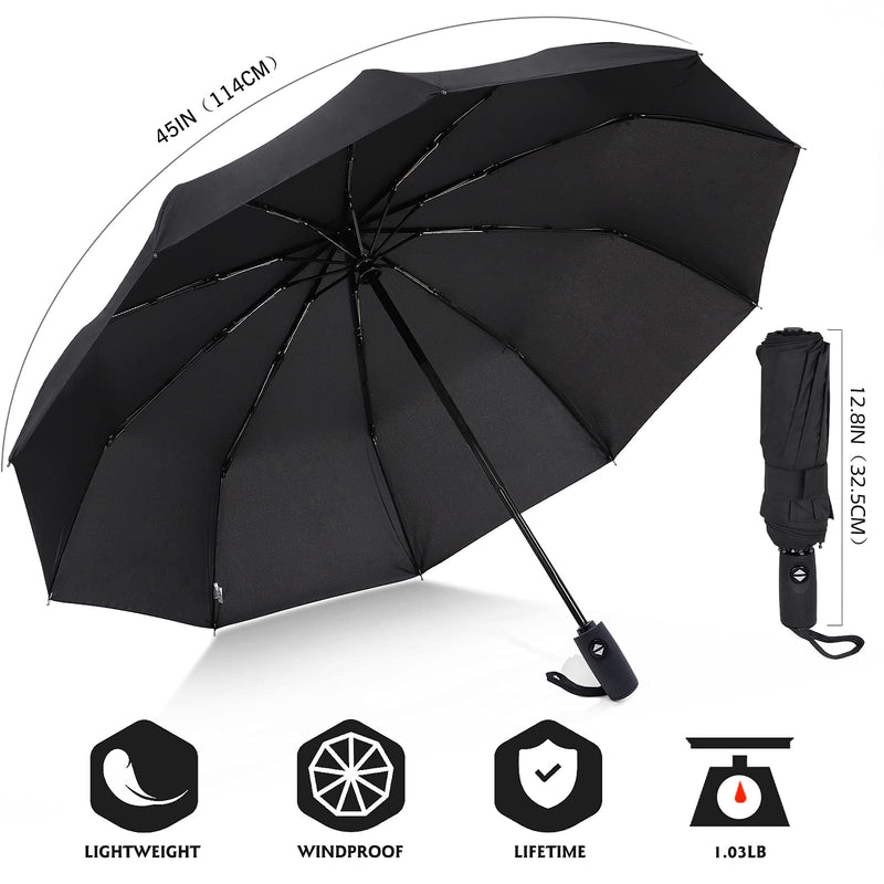 ZOMAKE Travel Umbrella Compact - 8/10 Ribs Portable Collapsible Umbrellas for Rain Windproof - Paraguas Automatic Small Folding Umbrella Lightweight Packable Umbrella for Women Men - Black&Yellow