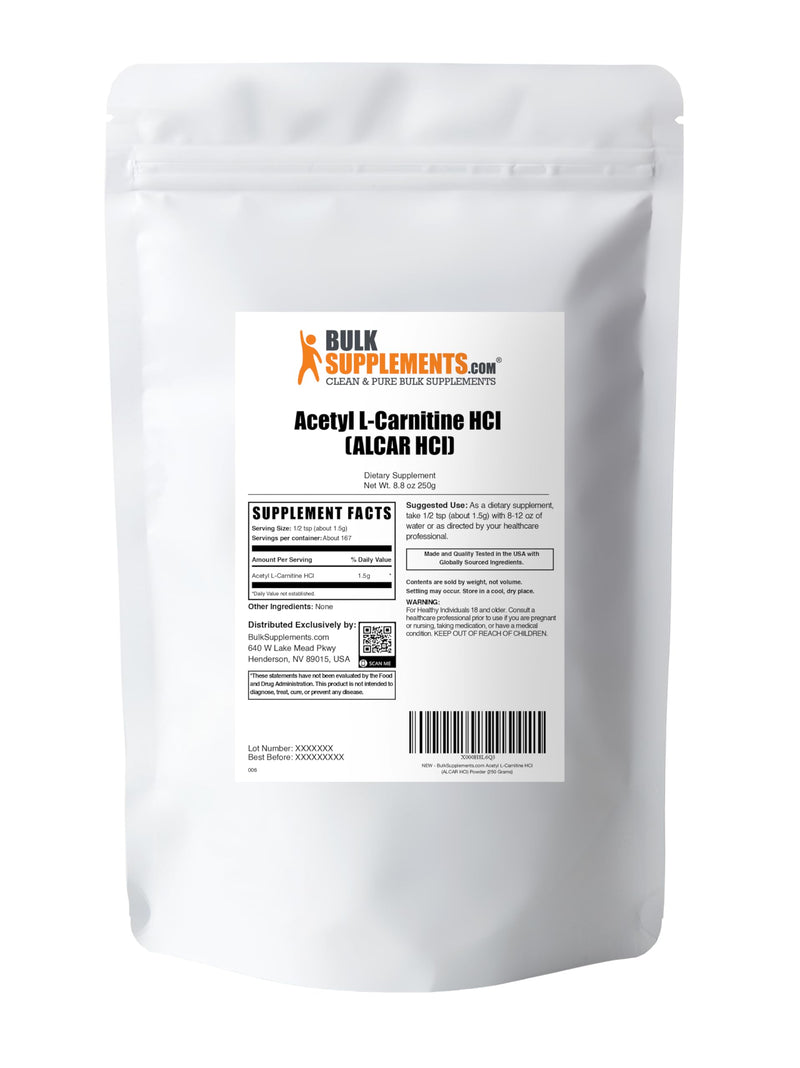 [Australia] - BulkSupplements.com Acetyl L-Carnitine Powder - as ALCAR HCl, Carnitine Supplement - Gluten Free, 1.5g per Serving, 250g (8.8 oz) (Pack of 1) 8.82 Ounce (Pack of 1) 