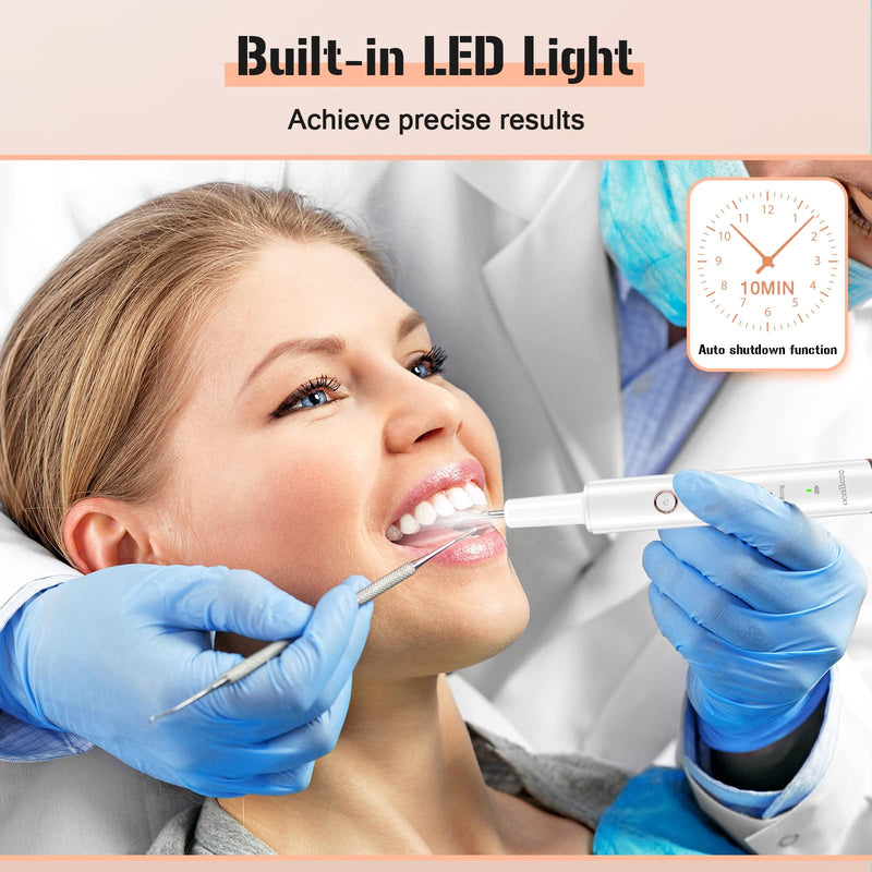 [Australia] - Plaque Remover for Teeth, Electric Tooth Cleaner Tartar Remover for Teeth with LED Light,4 Modes Rechargeable Teeth Cleaning Kit with Dental Tools, 2 Replaceable Heads (White A) 