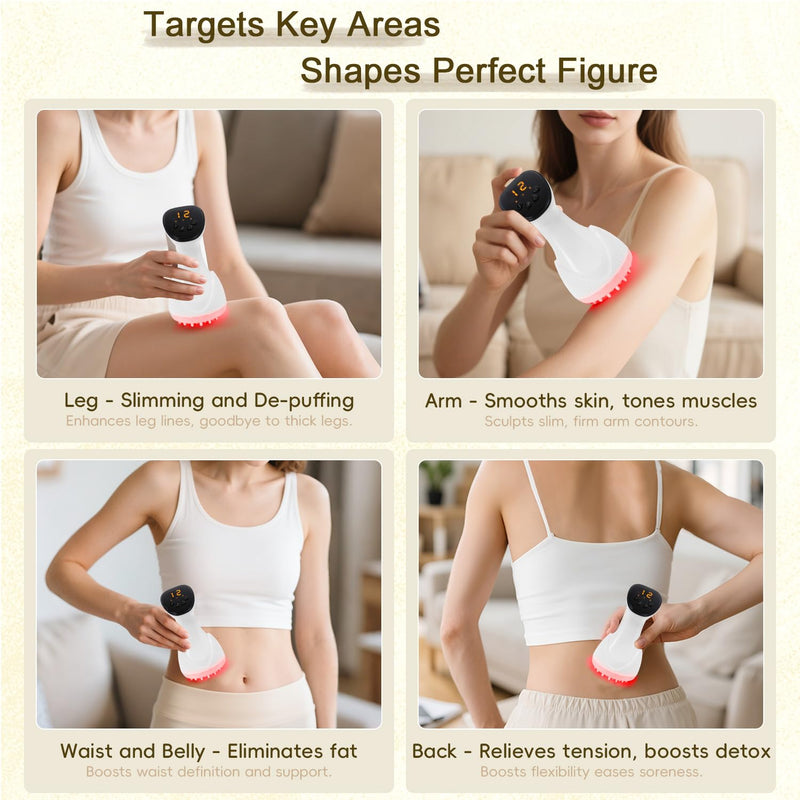 [Australia] - 2025 Upgraded Lymphatic Drainage Massager Body Sculpting Machine Helps Reduce Stretch Marks & Cellulite for Legs, Arms & Belly Anti Cellulite Massage Tool with Light Heat & Vibration 