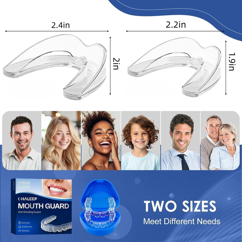 [Australia] - Anti Grinding Mouth Guard for Clenching Teeth at Night, Teeth Grinding Mouthguards for Sleeping, Mouth Guard for Grinding Teeth at Night, Night Guards for Teeth Grinding for Adults 1.9*2.2in+2*2.4in 4.0 