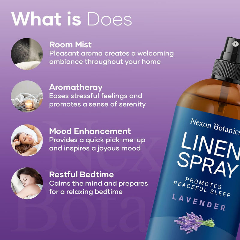[Australia] - Lavender Linen Spray 8 fl oz - Refreshing Bed Linen Spray - Fabric Refresher Pillow Spray for Bedding, Bed Sheets - Nexon Botanics 