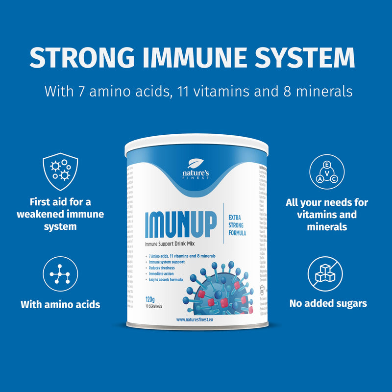 Nature's Finest by Nutrisslim ImunUp Multi-Nutrient Powder with 7 Amino Acids, 11 Vitamins and 8 Minerals for Immune Support, Orange Flavour, 120g