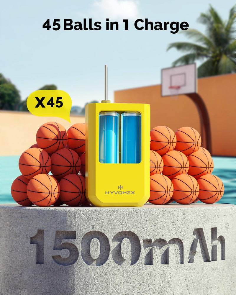 [Australia] - Ball Pump for Sports Balls, Portable Electric Basketball Pump Ultra Fast Inflation, with Digital LED Display Air Pump for Balls, Preset Pressure with Ball Needle for Soccer, Volleyball Yellow 