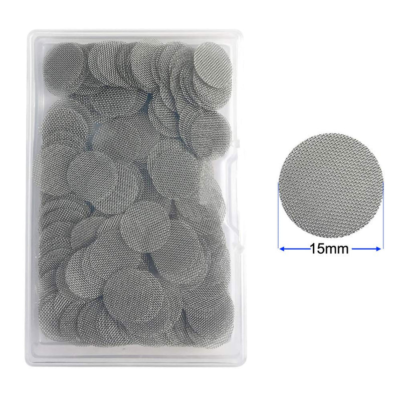 [Australia] - 200pcs Stainless Steel Pipe Filters, 15mm/0.59 Inch Smoking Screens Pipe, Silver Mesh Screens Gauzes Filter with Storage Box 200 Count (Pack of 1) 