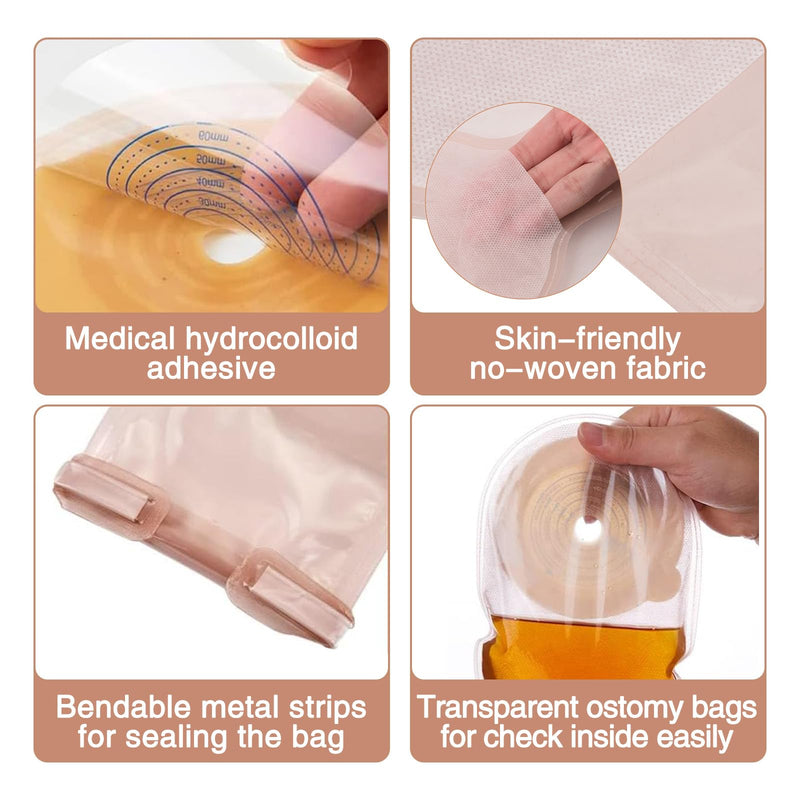 [Australia] - Eyourlife 20 PCS Colostomy Bags, Ostomy Bag Colostomy Supplies, One Piece Drainable Pouches with Clamp Closure for Ileostomy Stoma Care, Hydrocolloid & Non-Woven Border, Cut-to-Fit 15-65MM 20 Count (Pack of 1) 