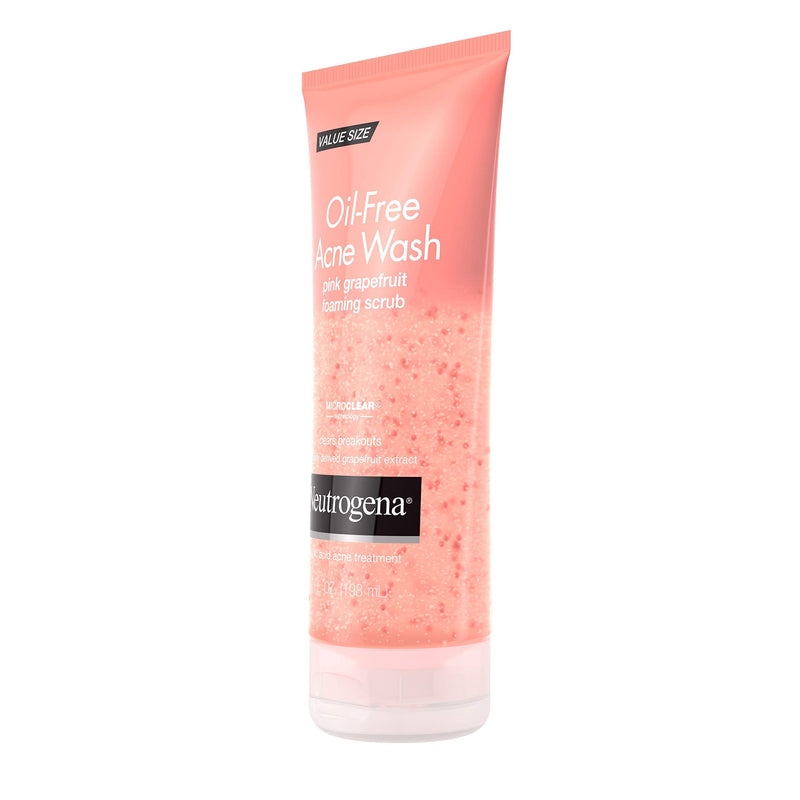 Neutrogena Oil Free Pink Grapefruit Acne Face Wash with Vitamin C, 2% Salicylic Acid Acne Treatment, Gentle Foaming Vitamin C Facial Scrub to Treat & Prevent Breakouts, 6.7 fl. oz 6.7 Fl Oz (Pack of 1)