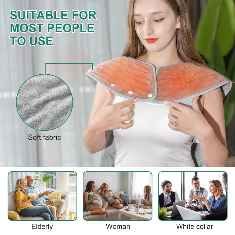 [Australia] - Nalezuns Electric Heating Pad for Back Shoulder, 60 x 100 cm Heat Wrap with Quick Heating, 6 Temperature Levels with 4 Timers Heating Pad Back Auto-OFF Timer, Flannel Material, Washable 100 x 60 cm 
