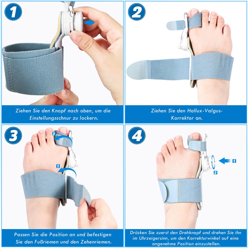 [Australia] - Hallux Valgus Correction Set for Men and Women, Upgrade Version with Adjustable Hallux Valgus Splint and Silicone Toe Separator for Thumb, Reduces Hallux Valgus Stress for Day and Night, Gray Grey 