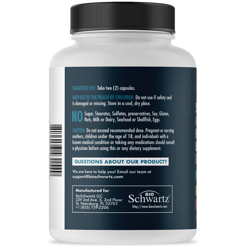 [Australia] - BioSchwartz Sea Moss Black Seed Oil Ashwagandha Ginger Supplement with Turmeric Berberine HCI Burdock Bladderwrack Resveratrol Elderberry Manuka Honey Apple Cider Vinegar ACV - 120 Sea Moss Capsules 120 Count (Pack of 1) 
