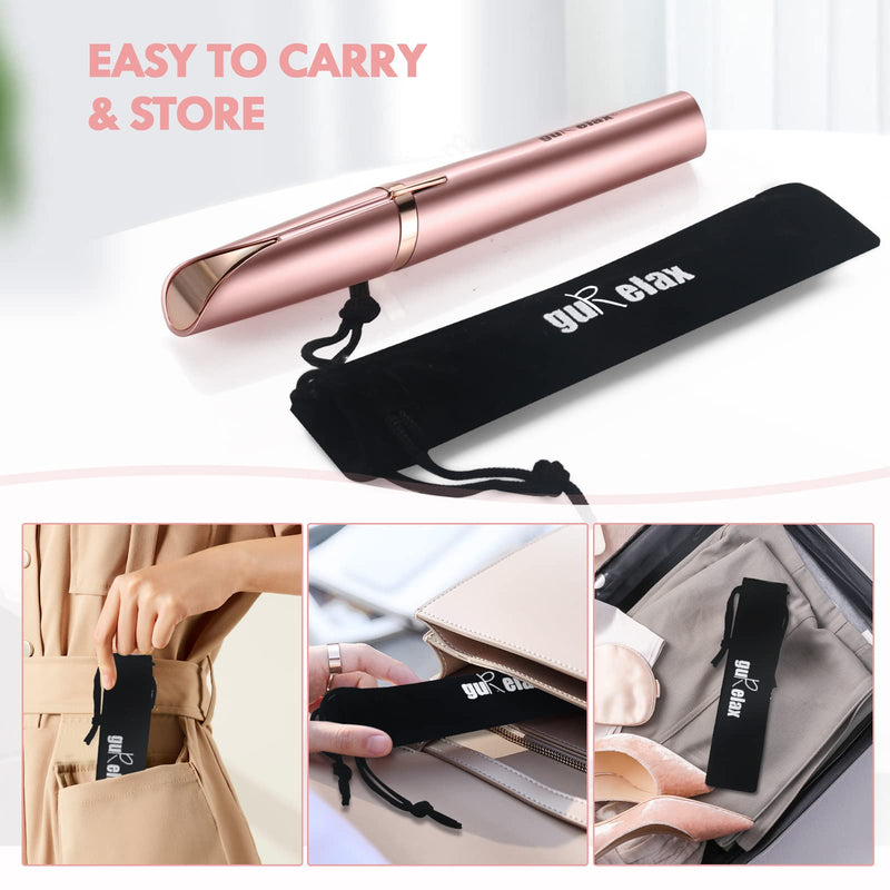 [Australia] - Eyebrow Trimmer for Women, Rechargeable Eyebrow Hair Remover, Painless Electric Razor with 2 x Replacement Heads, Eye Brow and Face Epilator Hair Removal (Rose Gold) Rose Gold-1 