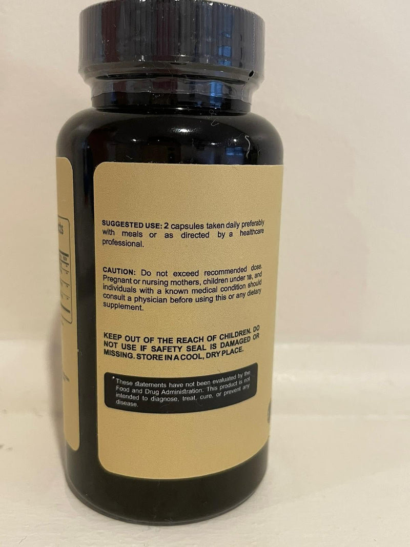 [Australia] - Organic Ashwagandha Root & Irish Sea Moss – 3,600 mg Ashwagandha Supplement with Black Seed Oil, & Burdock Root – Herbal Supplement for Energy, Worry, & Wellness, 60 Caps 60 Count (Pack of 1) 