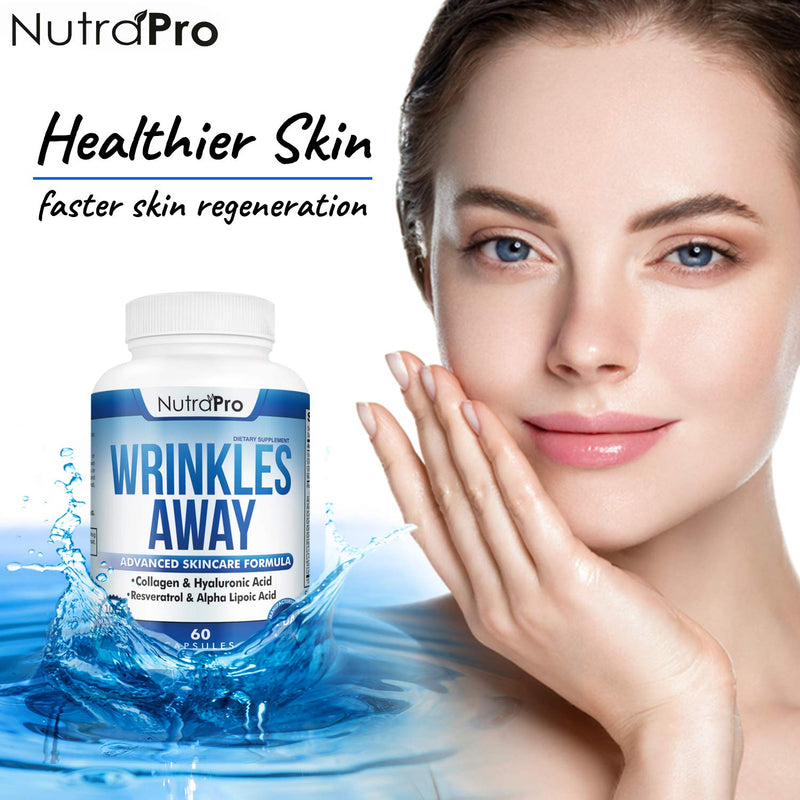 NutraPro Anti Wrinkle and Ageless Skin Vitamins - Dermal Repair Complex for Skin Repair with Collagen & Resveratrol, Alpha - Lipoic Acid & Hyaluronic Acid. Supplement for Dermal Renew and Anti-Aging.