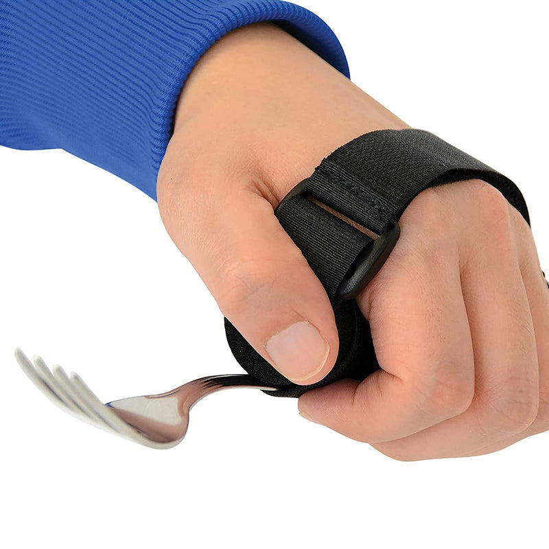 [Australia] - Universal Cuff Utensil Holder Strap Elderly Hand Strap for Holding Holds Utensils Writing Aids Parkinson Arthritis Tremors Patient Eating Assistance (Black) Black 