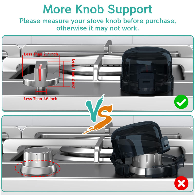 [Australia] - Stove Knob Covers for Child Safety,AOSITE 5 Pack Upgraded Gas Knob Covers for Kids Stove Guard with Strong Adhesive, Durable Design Childproof Oven Knob Locks for Babies and Pets,No Screws or Drill Black 